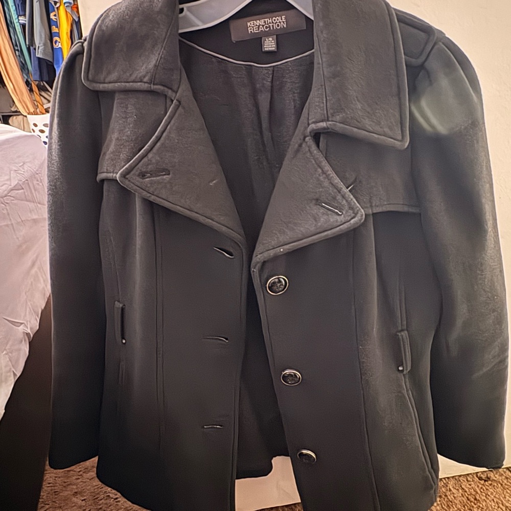 Kenneth Cole Reaction Women's Dark Gray Pea Coat